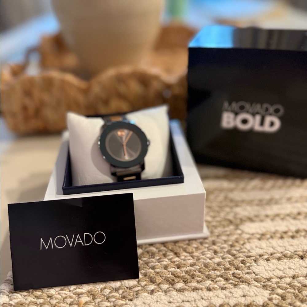 Movado Bold Black and Gold Watch
